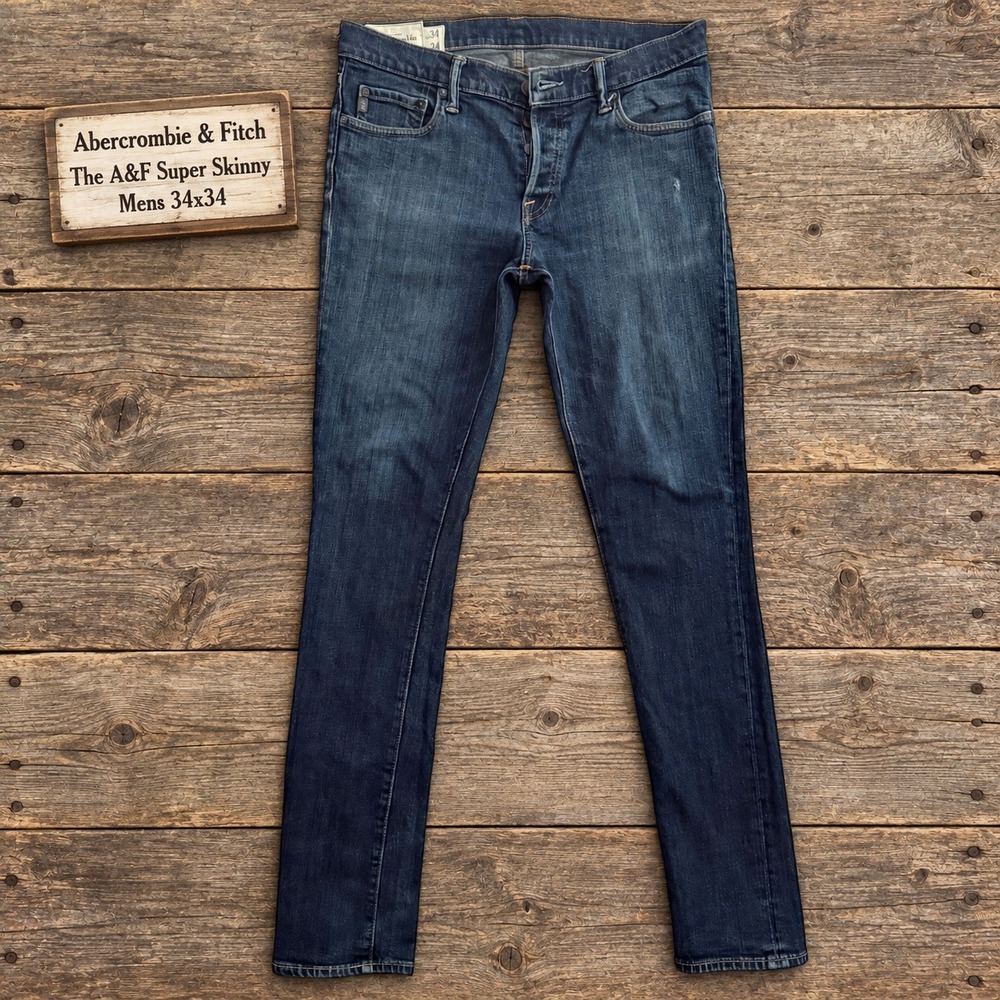Abercrombie & Fitch The A&F Super Skinny Jeans Mens 34x34 Dark Wash Button Fly